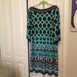 2x multicolor 3/4 sleeve dress